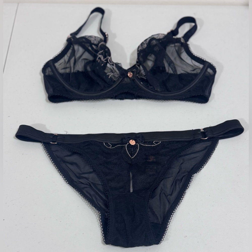 Scantlily Sheer Black Lace Bra Set
